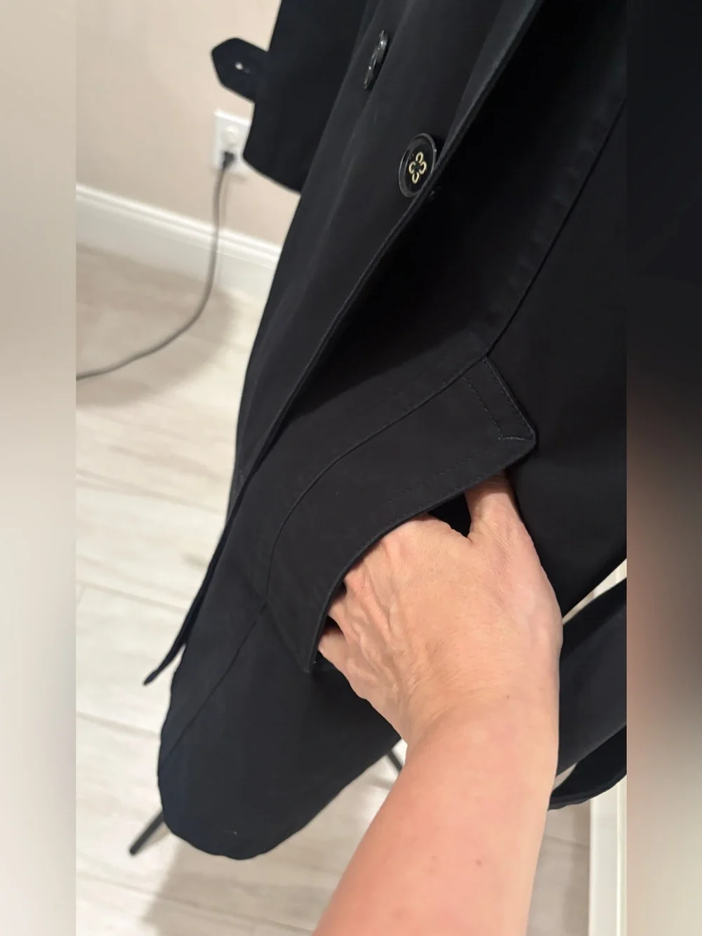 Coach black double-breasted trench coat